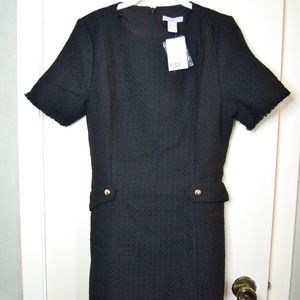 H&M Wool-Blend Bouclé Sheath Dress, Black